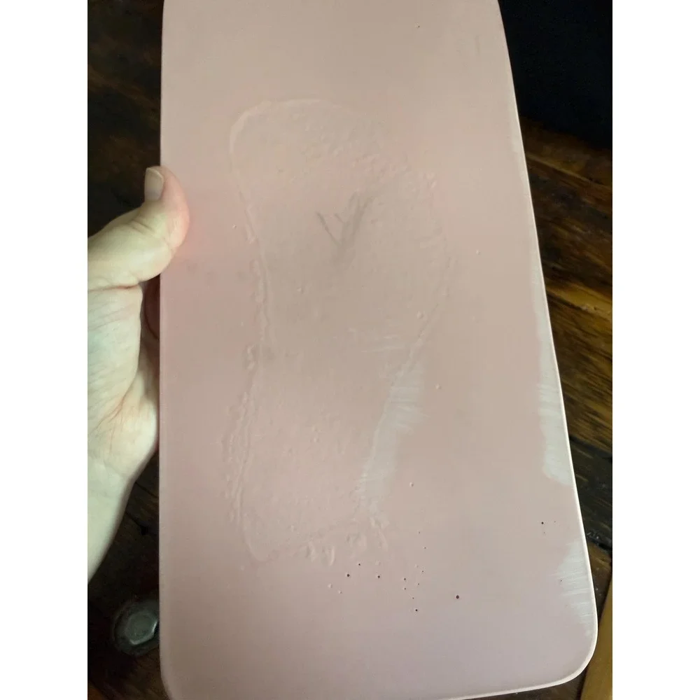 Vintage Dina Pink Soapstone Vanity Tray with Floral Design - Signed DINA